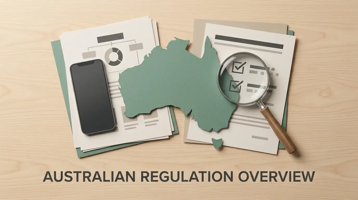 Editorial illustration of Australian online casino regulation and player decision factors